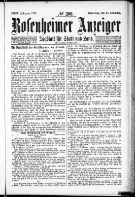 Rosenheimer Anzeiger Donnerstag 17. November 1898