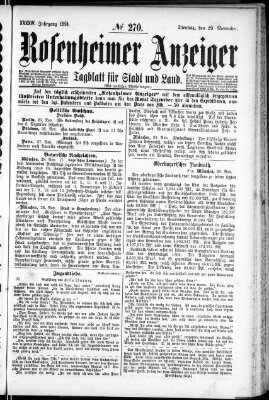 Rosenheimer Anzeiger Dienstag 29. November 1898