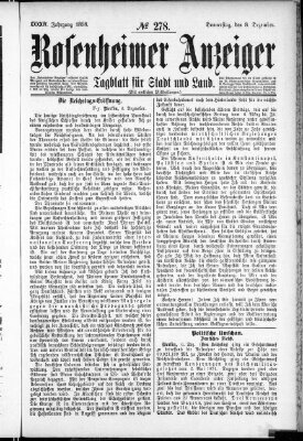 Rosenheimer Anzeiger Donnerstag 8. Dezember 1898