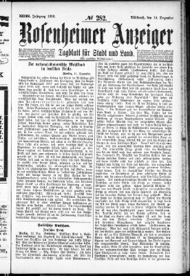 Rosenheimer Anzeiger Mittwoch 14. Dezember 1898