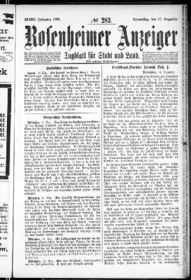 Rosenheimer Anzeiger Donnerstag 15. Dezember 1898