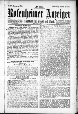 Rosenheimer Anzeiger Donnerstag 22. Dezember 1898