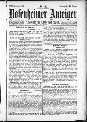 Rosenheimer Anzeiger Sonntag 22. Januar 1899