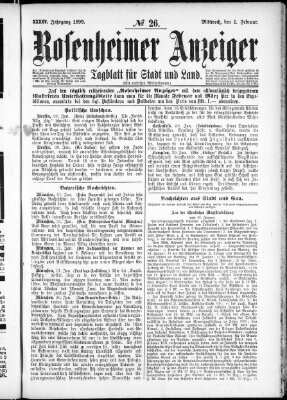 Rosenheimer Anzeiger Mittwoch 1. Februar 1899