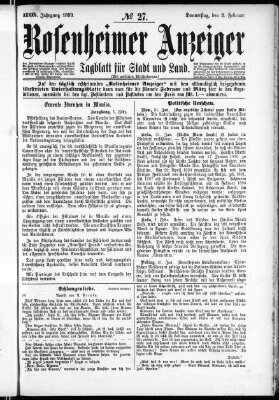 Rosenheimer Anzeiger Donnerstag 2. Februar 1899