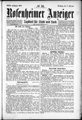 Rosenheimer Anzeiger Dienstag 7. Februar 1899