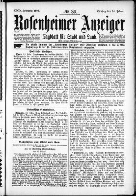 Rosenheimer Anzeiger Dienstag 14. Februar 1899