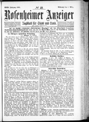 Rosenheimer Anzeiger Mittwoch 1. März 1899