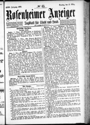 Rosenheimer Anzeiger Sonntag 19. März 1899