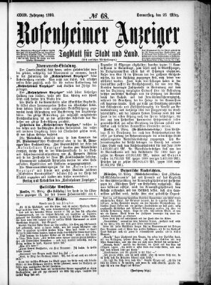 Rosenheimer Anzeiger Donnerstag 23. März 1899