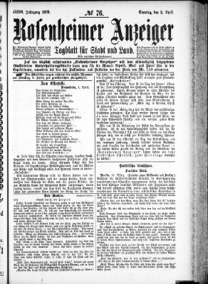 Rosenheimer Anzeiger Sonntag 2. April 1899