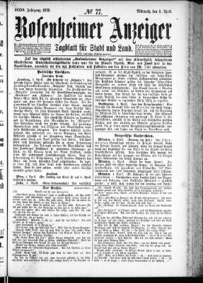 Rosenheimer Anzeiger Mittwoch 5. April 1899