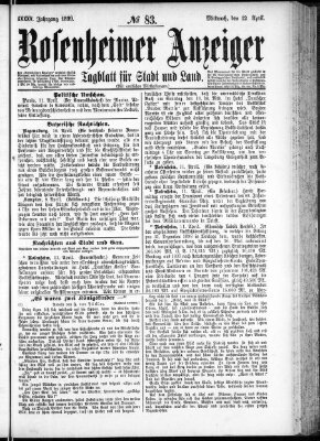 Rosenheimer Anzeiger Mittwoch 12. April 1899