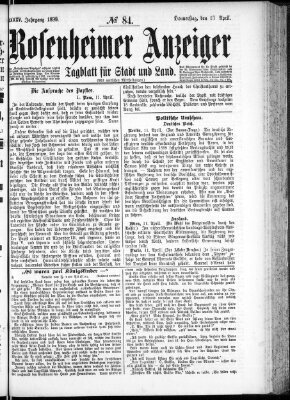 Rosenheimer Anzeiger Donnerstag 13. April 1899