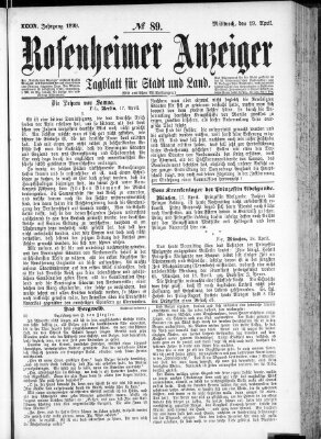 Rosenheimer Anzeiger Mittwoch 19. April 1899