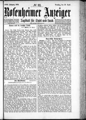 Rosenheimer Anzeiger Samstag 22. April 1899