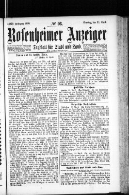 Rosenheimer Anzeiger Sonntag 23. April 1899