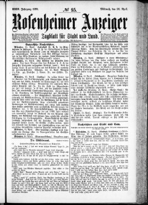 Rosenheimer Anzeiger Mittwoch 26. April 1899