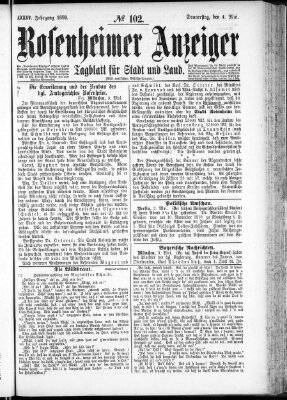 Rosenheimer Anzeiger Donnerstag 4. Mai 1899