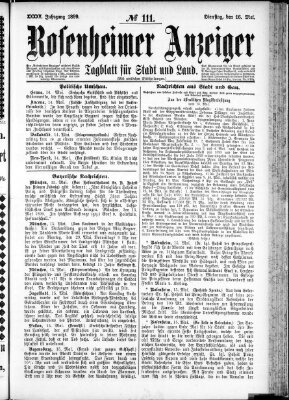 Rosenheimer Anzeiger Dienstag 16. Mai 1899