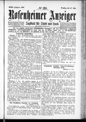 Rosenheimer Anzeiger Samstag 27. Mai 1899