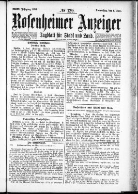 Rosenheimer Anzeiger Donnerstag 8. Juni 1899