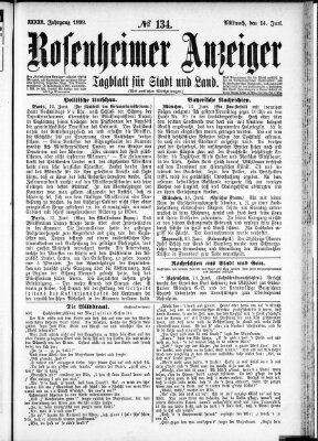 Rosenheimer Anzeiger Mittwoch 14. Juni 1899