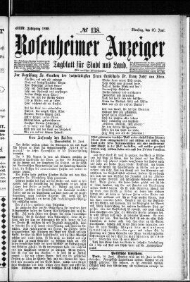 Rosenheimer Anzeiger Dienstag 20. Juni 1899