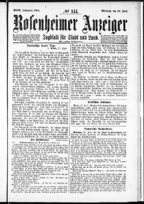 Rosenheimer Anzeiger Mittwoch 28. Juni 1899