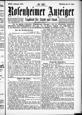 Rosenheimer Anzeiger Mittwoch 26. Juli 1899