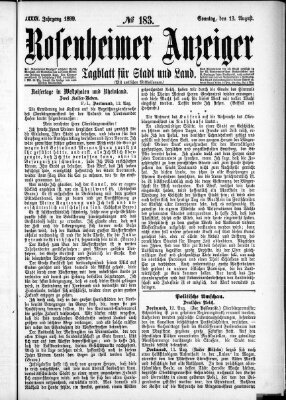 Rosenheimer Anzeiger Sonntag 13. August 1899