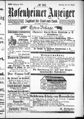 Rosenheimer Anzeiger Sonntag 13. August 1899