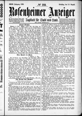 Rosenheimer Anzeiger Dienstag 22. August 1899