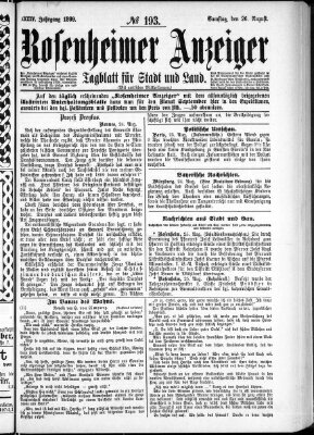 Rosenheimer Anzeiger Saturday 26. August 1899