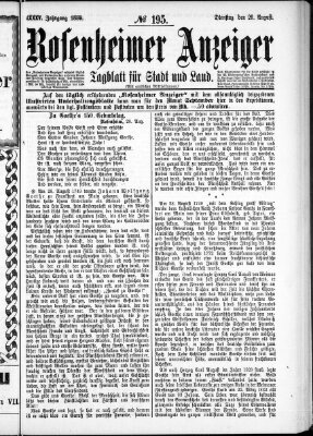 Rosenheimer Anzeiger Tuesday 29. August 1899