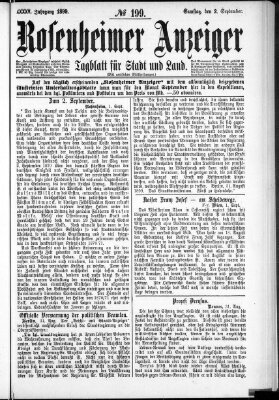 Rosenheimer Anzeiger Samstag 2. September 1899