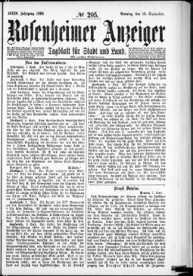 Rosenheimer Anzeiger Sonntag 10. September 1899