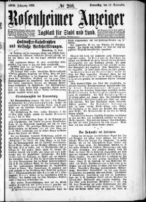 Rosenheimer Anzeiger Donnerstag 14. September 1899