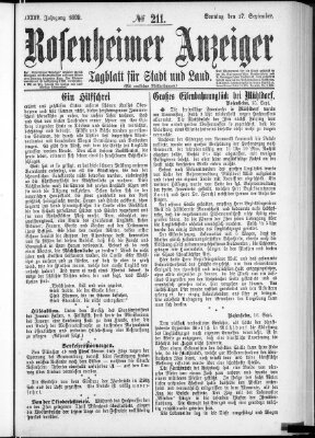 Rosenheimer Anzeiger Sonntag 17. September 1899