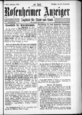 Rosenheimer Anzeiger Samstag 23. September 1899