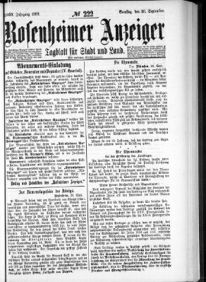 Rosenheimer Anzeiger Samstag 30. September 1899