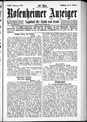 Rosenheimer Anzeiger Dienstag 3. Oktober 1899