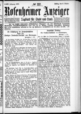 Rosenheimer Anzeiger Freitag 6. Oktober 1899