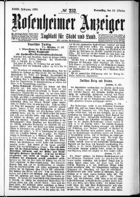 Rosenheimer Anzeiger Donnerstag 12. Oktober 1899