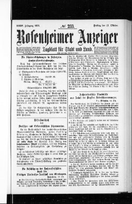 Rosenheimer Anzeiger Freitag 13. Oktober 1899