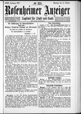 Rosenheimer Anzeiger Sonntag 15. Oktober 1899