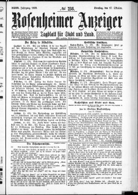 Rosenheimer Anzeiger Dienstag 17. Oktober 1899