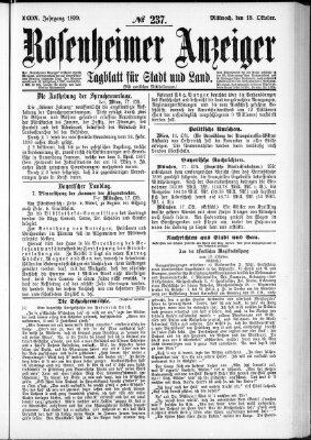 Rosenheimer Anzeiger Mittwoch 18. Oktober 1899