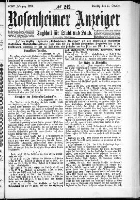 Rosenheimer Anzeiger Dienstag 24. Oktober 1899