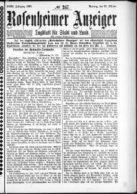 Rosenheimer Anzeiger Sonntag 29. Oktober 1899